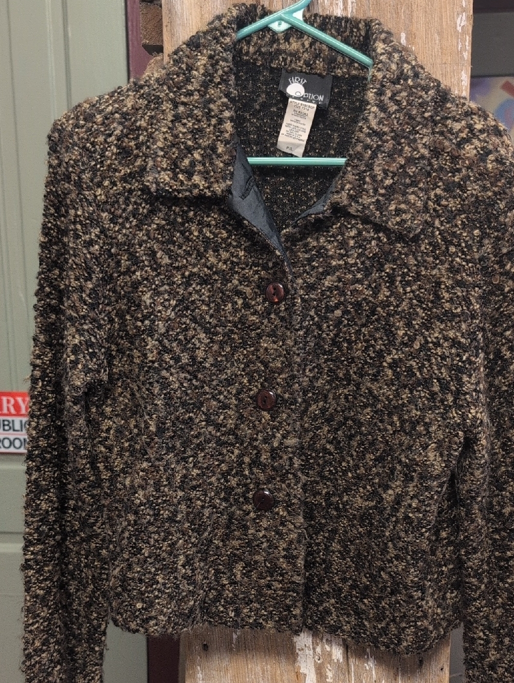 First Option Petite Bouclé Jacket in Brown Mix